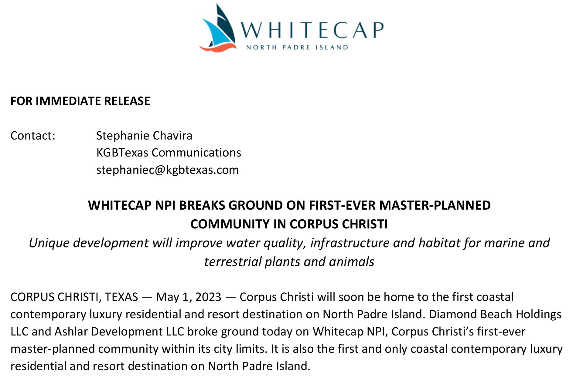 Whitecap NPI breaks ground on firstever masterplanned community in